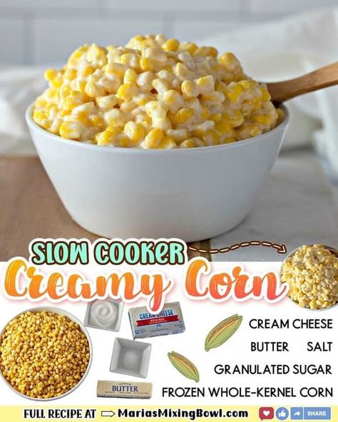 Easy Slow Cooker Recipes | This Slow Cooker Creamy Corn is a family favorite | Facebook Creamy Corn, Easy Slow Cooker Recipes, Easy Slow Cooker, Creamy Texture, Family Dinners, Crowd Pleaser, Family Favorites, Cooker Recipes, Family Dinner