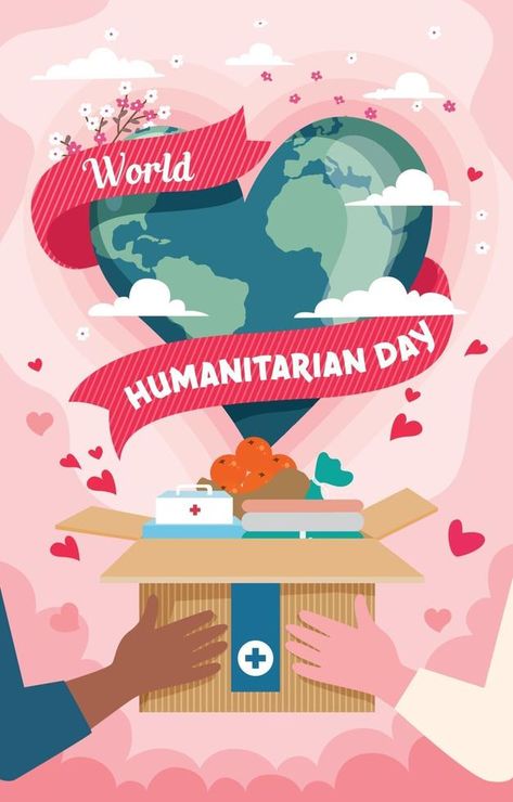 World Humanitarian Day Poster Humanity Poster, Global Dignity Day Posters, Global Well Being Poster, World Humanitarian Day Poster, World Heart Day Poster Design Idea, Volunteer Wall, World Humanitarian Day, World Kindness Day, Vector Portrait