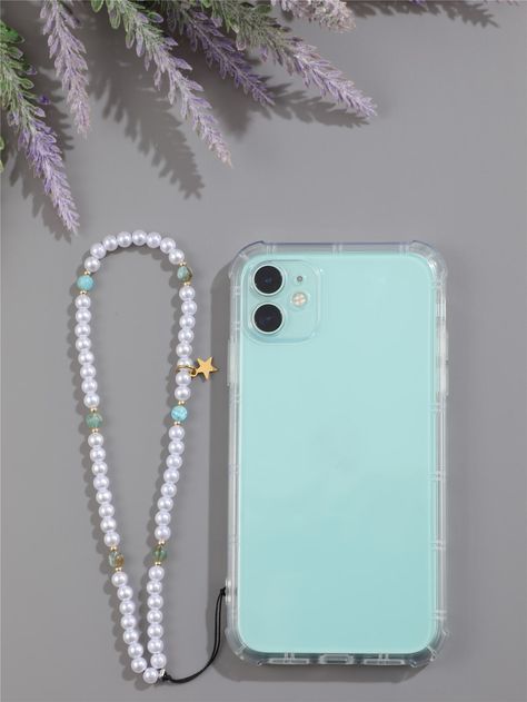 Clear  Collar  TPU Plain Phone Cases Embellished   Phone/Pad Accessories Bracelet Telephone, Beaded Lanyard, Beaded Necklace Diy, Beaded Jewelry Designs, Clear Iphone Case, Clear Phone Case, Diy Charms, Phone Charm, Iphone Cover