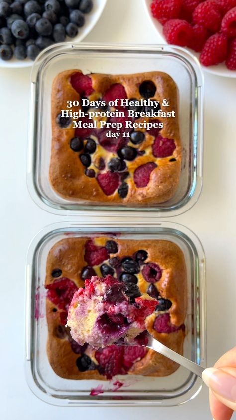 Selma | easy healthy recipes | Day 2 of 30 Days of Healthy & High-protein Breakfast Meal Prep Recipes: Pancake Bowls😍 These contain between 27-36g protein per serving,... | Instagram Pancake Bowl Recipe, Meal Prep Breakfast Ideas High Protein, Breakfast Meal Prep Recipes, Protein Cottage Cheese, Recipes Cheesecake, Healthy High Protein Breakfast, 30g Protein, Meal Prep Recipes, Breakfast Meal