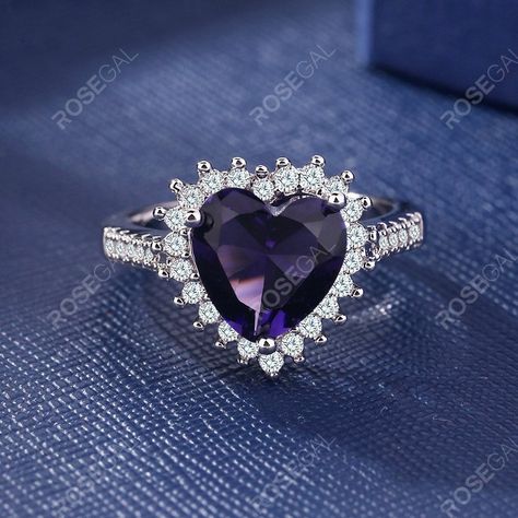 Exquisite Silver Natural Heart Amethyst Gemstone Bride Princess Engagement Ring , #Ad, #Heart, #Amethyst, #Natural, #Exquisite, #Silver #affiliate Inlaid Jewelry, Purple Rings, Gold Wedding Jewelry, Jewelry Wedding Rings, Cheap Accessories, Wedding Band Sets, Halo Ring, Crystal Rings, Amethyst Gemstone