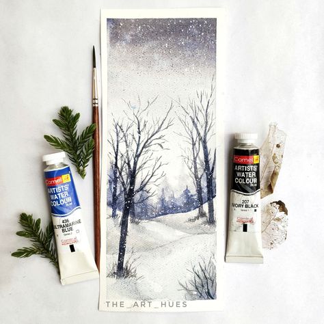 Winter Watercolor Bookmarks, Water Colour Bookmarks, I Am Insane, Watercolour Bookmarks, Watercolor Pallet, Bookmark Ideas, Acrylic Art Projects, Christmas Bookmarks, Art Christmas Gifts