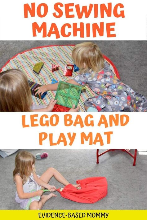 Drawstring toy bag play mats like this are fantastic for blocks and Legos! Learn how to make a DIY Lego bag play mat without a sewing machine. Lego Mat Diy, Lego Bag Mat Diy, Lego Closet, Diy Lego Bag, Lego Play Mat, Toy Bag Play Mat, Lego Mat, Sewing Machine Beginner, Lego Bag