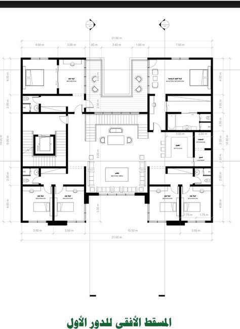 Square Villa Plan, Riad Floor Plan, Villa Layout, Arabic House, Drawing House Plans, Autocad Revit, Twin House, Classic House Exterior, Painted Floor