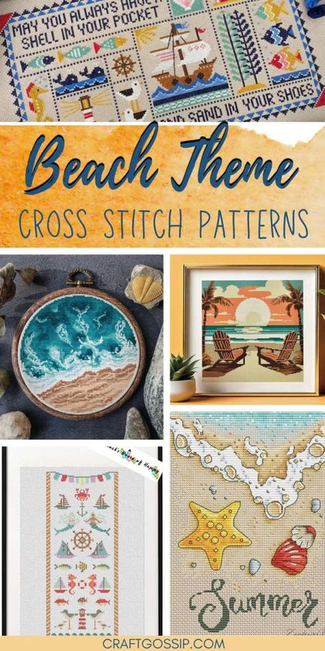 Beach Cross Stitch Patterns Free Summer Cross Stitch Patterns, Beach Counted Cross Stitch Patterns, Seaside Cross Stitch, Coastal Cross Stitch Patterns, Seaside Cross Stitch Patterns, Knitting Quilt, Free Cross Stitch Designs, Indie Craft, Frugal Wedding