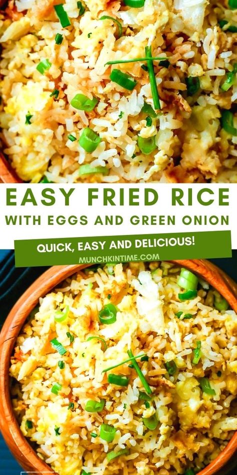 Chicken Recipes With Green Onions, Dinner Recipes With Green Onion, Green Onion Dinner Recipes, Dishes With Green Onions, Fried Rice With Egg Recipe, Scallion Fried Rice, Chicken And Green Onion Recipes, Green Onion Rice Recipes, Chicken Green Onions Recipes