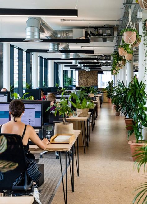 Office Design With Plants, Corporate Office Decor Professional, Interier Dizain, Cool Office Design, Urban Office Design, Industrial Office Space, Creative Office Decor, Creative Office Design, Small Office Design