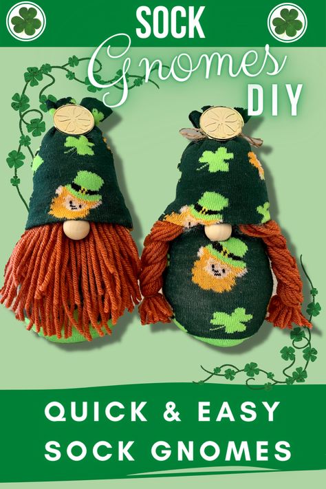 leprechaun sock gnome, sock gnome, diy, dollar tree diy, leprechaun diy, st patricks day diy Gnomes St Patricks, St Patrick's Day Gnomes Diy How To Make, St Patrick Day Gnomes Diy, Mop Gnomes, Make A Leprechaun, Diy St Patricks Day Decor, St Patricks Day Socks, Crafting Kits, St Patricks Day Crafts