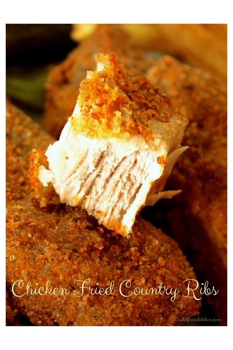 Chicken Fried Country Ribs - Wildflour's Cottage Kitchen Fried Country Style Ribs, Country Ribs Recipe, Good Fried Chicken, Country Ribs, Cast Iron Chicken, Country Style Pork Ribs, Homemade Barbecue, Country Style Ribs, Homemade Salsa Recipe