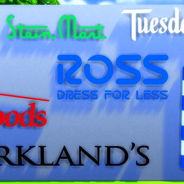 Discount Department Store Signs CC (TS4) | Scodee Yodee on Patreon Sims 4 Store Signs, Sims 4 Store Signs Cc, Sims 4 Cc Signs, Sims 4 Signs Cc, Sims 4 Store Cc, Ross Dresses, Building Signs, Retail Signs, Old Signs