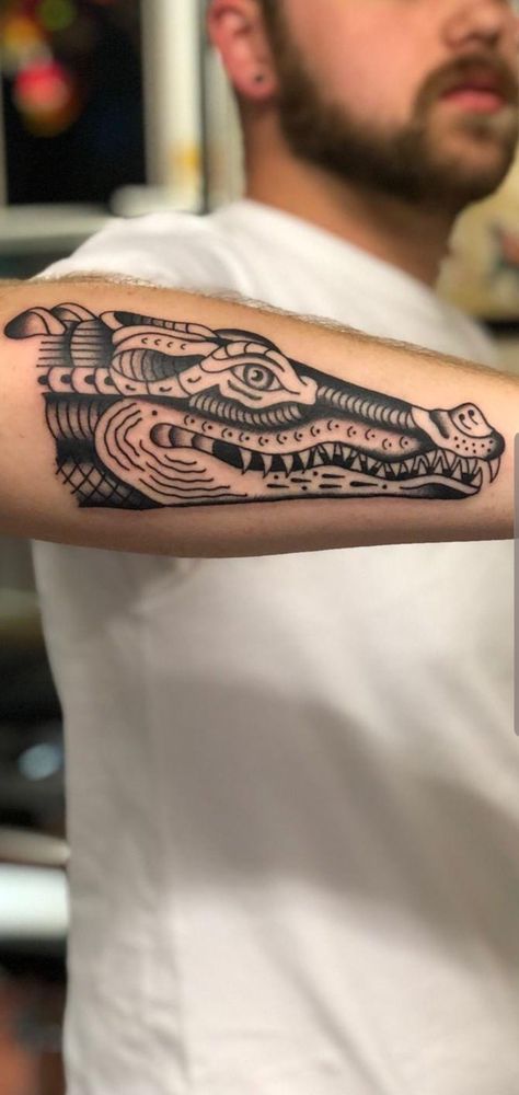 Traditional Crocodile Tattoo, Croc Tattoo, Crocodile Tattoos, Aussie Tattoo, Alligator Tattoo, Crocodile Tattoo, Lizard Tattoo, R Tattoo, Tattoo Project