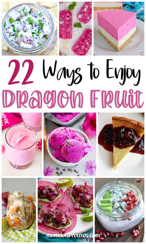 22 Ways to Enjoy Dragon Fruit - Mom Does Reviews What To Do With Dragon Fruit, Dragon Fruit Recipes, Fruit Spring Rolls, Blackberry Smoothie Recipes, Dragonfruit Recipes, Dragon Fruits, Pink Dragon Fruit, Fruit Cheesecake, Fruit Cupcakes