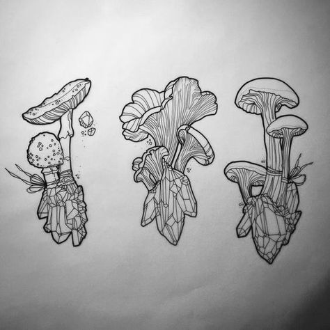 Arm Sketch, Wanderlust Tattoo, Crystal Tattoo, Kunst Tattoos, Mushroom Tattoos, Mushroom Drawing, Theme Tattoo, Wolf Tattoo Design, Tattoo Arm