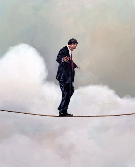 Eric Zener Paintings, Immigration Art, Balance Illustration, Brad Holland, Eric Zener, Steampunk Circus, Circus Illustration, Graphic Design Images, People Walking