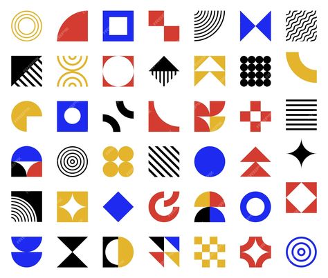 Bauhaus forms modern shapes collection abstract vector geometry figures Abstract Shapes Design Geometry, Geometry Figures, Geometric Icons, Press Printing, Abstract Gradient, Geometry Shape, Geometry Design, Art Worksheets, Geometric Vector