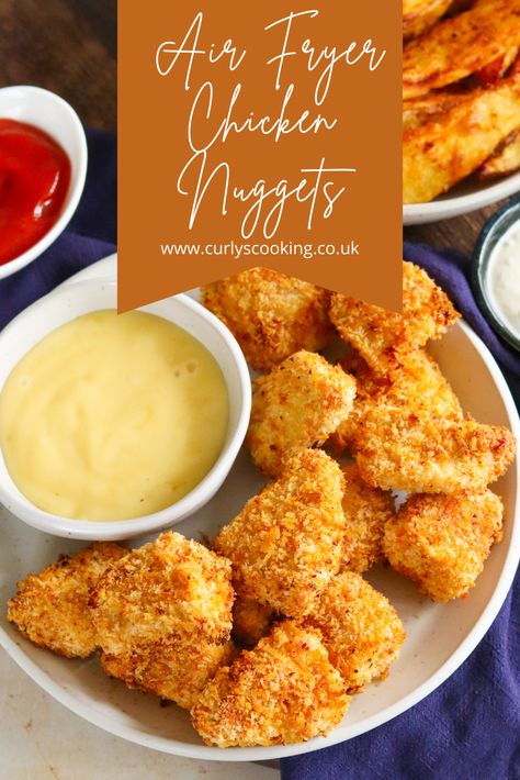 Once you've made these Homemade Air Fryer Chicken Nuggets you'll never turn back. Delicious chicken breast coated in crispy seasoned panko breadcrumbs - you'll love them! Air Fryer Chicken Nuggets, Pretzel Crusted Chicken, Panko Crusted Chicken, Bread Crumb Chicken, Healthy Chicken Nuggets, Panko Chicken, Homemade Chicken Nuggets, Chicken Chunks, Nuggets Recipe