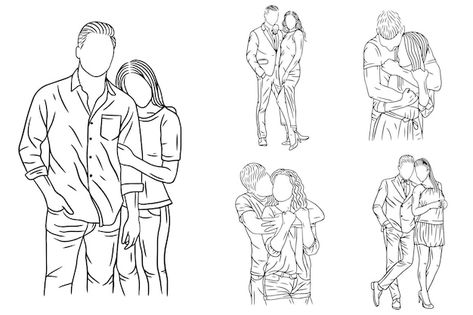 Set bundle line art drawing simple coupl... | Premium Vector #Freepik #vector #wife #heart #wedding-silhouette #husband Couple Drawing Images, Couple Poses Drawing, Dibujo Simple, Romantic Couple Poses, Couple Drawing, Couple Poses Reference, Line Art Drawing, Drawing Simple, Cute Couple Drawings