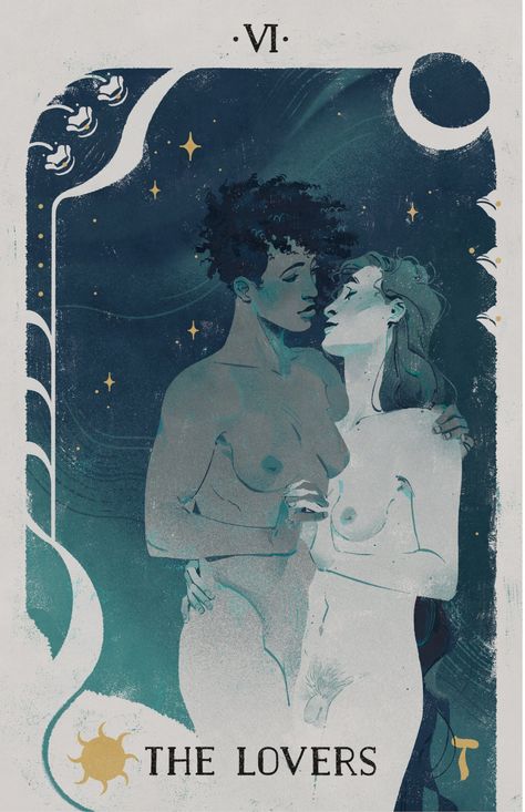 Tarot Cards Art Illustration, The Lovers Tarot Card, The Lovers Tarot, Tarot Cards Art, Tarot Art, Arte Sketchbook, The Lovers, Wow Art, Illustrations And Posters