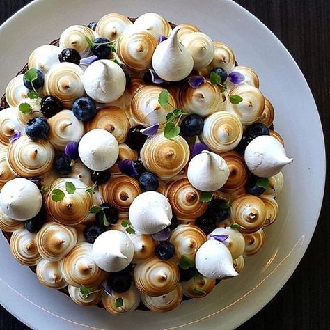 Beautiful Blueberry Meringue Pie. ✅ By- @vidal31 ✅ #ChefsOfInstagram www.ChefsOF.com Blueberry Meringue, Meringue Tart, Lemon Cheese, Impressive Desserts, Meringue Pie, God Mat, Fruit Tart, Pies & Tarts, Cake Toppings