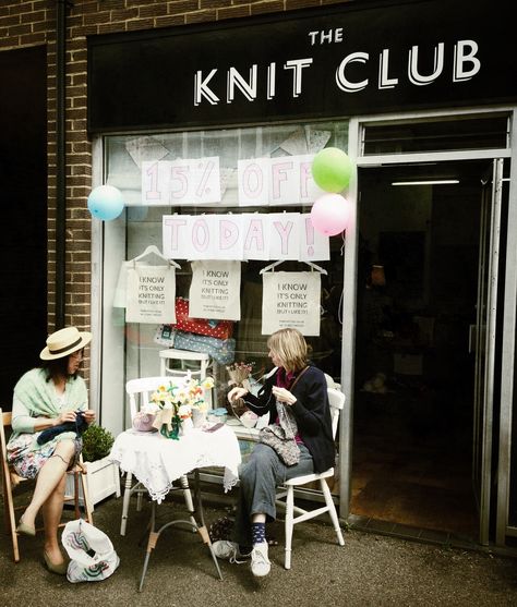 Caterham Street Party - The Knit Club Wool Shop, June '13 Wool Shop Ideas, Yarn Display, Knitting Room, Knitting Quotes, Knitting Club, Street Party, Yarn Stash, Tulip Design, Yarn Store