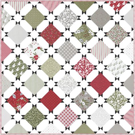 Celebration Quilt Pattern, Feature Fabric Quilts, 2 Fabric Quilts, Christmas Layer Cake Quilt Pattern, 4 Fabric Quilt Pattern Ideas, 3 Fabric Quilts, Christmas Scrap Quilt Ideas, Layer Cake Christmas Quilt Patterns, Christmas Scrap Quilts