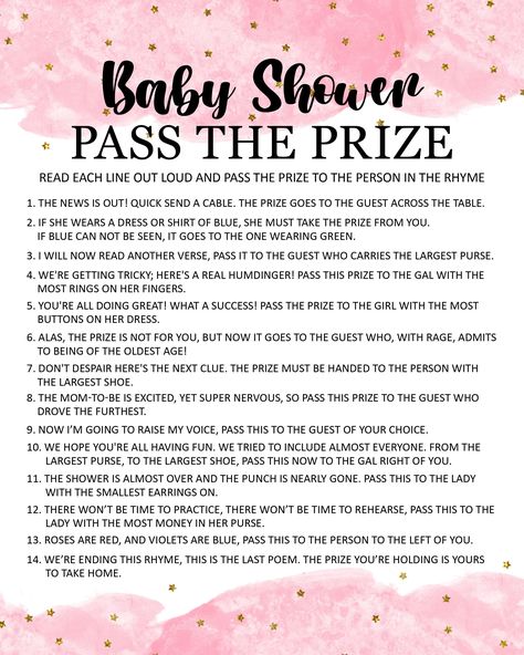 Excited to share the latest addition to my #etsy shop: Baby Shower Game Pass The Prize #babyshower #babyshowergame #babyshowergames #passtheprize #girlbabyshower #showerprintable #printablepartygame https://etsy.me/3L0E3wo Baby Shower Game Printable, Baby Shower Theme Decorations, Fun Baby Shower Games, Baby Shower Activities, Star Baby Showers, Game Printable, Wishes For Baby, Baby Shower Fun