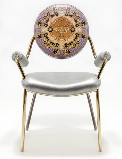 ‘La Coupe des Dieux’ by Versace Home debuts at iSaloni 2015 Versace Furniture, Brown Office Chair, Metal Buildings With Living Quarters, Versace Design, Metal Building Kits, Steel Barns, Metal Workshop, Versace Home, Hermes Accessories