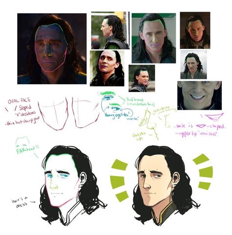 Loki Drawing Tutorial, How To Draw Tom Hiddleston, Loki Drawing Reference, Loki Reference Photos, How To Draw Loki, Loki Drawing Sketches, Face Study Drawing, Loki Reference, Boy Haircut Ideas