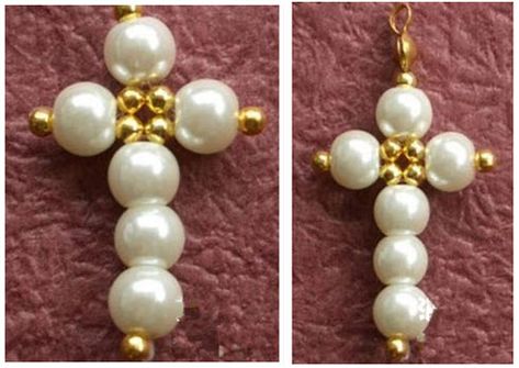 step5 Anting Manik, Homemade Earrings, Beaded Cross, Homemade Jewelry, Beaded Jewelry Patterns, Cross Jewelry, Diy Schmuck, A Cross, Beads And Wire