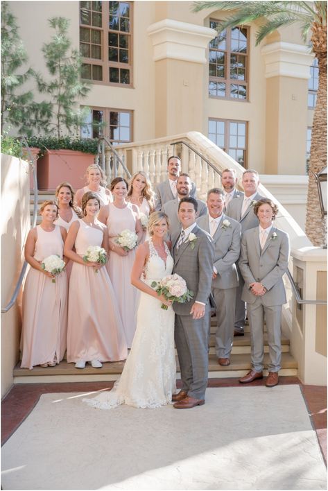 Groomsmen With Pink Bridesmaid, Pink Bridesmaid Dresses With Groomsmen, Rose Bridesmaids Dresses, Dusty Rose Bridesmaids, Bridesmaid Dresses Dusty Rose, Nevada Wedding Venues, Wedding Party Photo Ideas, Pink Groomsmen, Gray Wedding Party