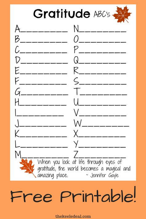 I think it's important to be thoughtful in our gratitude, it's easy and takes little thought to list some of our blessings, yet if we really think about it we have a lot more to be grateful for than we realize. The Gratitude ABC's printable is perfect for a Thanksgiving Day activity or any time leading up to the holiday. #thanksgiving #Thanksgivingactivity Abc Thanksgiving Printable, Thanksgiving Group Therapy Activities, Gratitude Counseling Activities, Thanksgiving Gratitude Crafts, Gratitude Worksheet Free Printable, Gratitude Party Theme, Gratitude Group Therapy Activities, Grateful Activities For Adults, Thanksgiving Grateful Activities