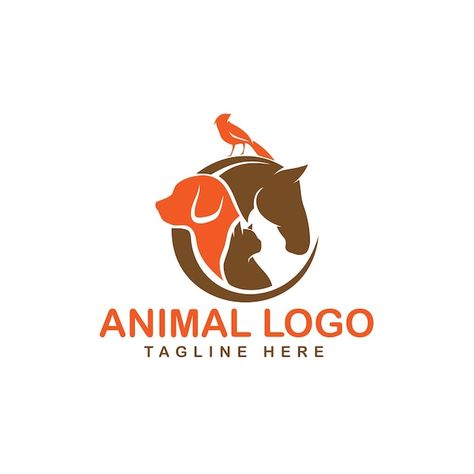 Pet shop animal logo | Premium Vector #Freepik #vector #pet-logo #dog-logo #vet-logo #paw-logo Animals Logo Design Ideas, Animal Feed Logo, Logo Animal Design, Animal Hospital Logo, Pet Food Logo, Petshop Logo, Vet Logo, Pet Shop Logo Design, Pet Shop Logo