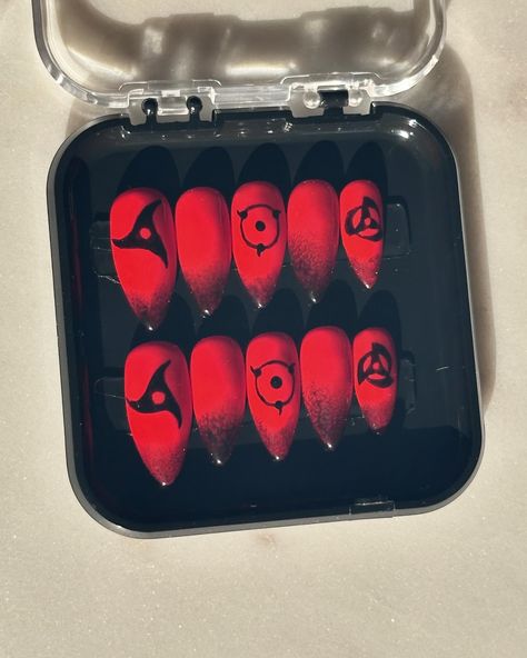 Sharingan Nails🔥Send your enemies into a genjustu with these sharingan nails! First set in my anime collection! Many more to come. https://jefanails.etsy.com . . . #sharingan #sharinganeyes #anime #animenaruto #animenails #naruto #sasuke #kakashi #itachi #uchiha #rednails #ombrenails #etsyshop #etsyseller #etsy #nailart #nails #nailsnailsnails #naildesign #nailartist Sharingan Nails, Sasuke Nails, Itachi Nails, Naruto Nails, Naruto Sasuke Kakashi, Kakashi Itachi, Sasuke Kakashi, Kakashi Sharingan, Many More To Come