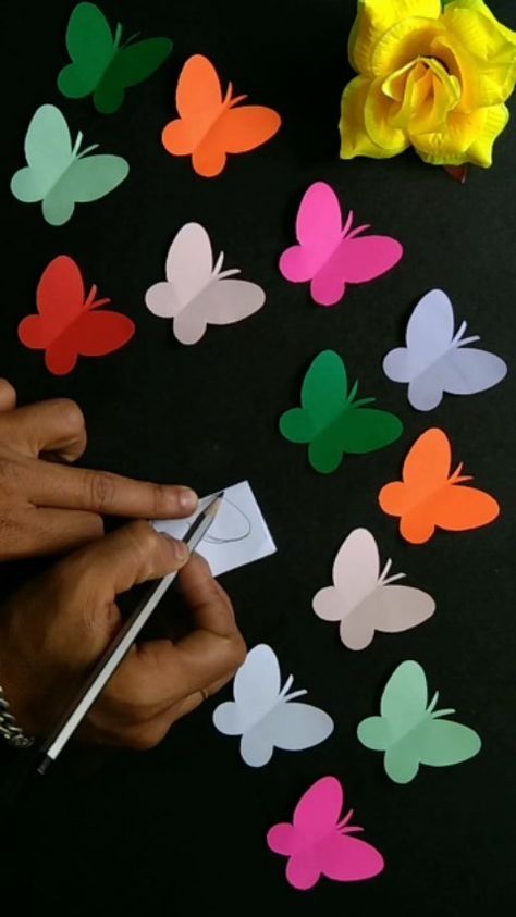 Craft Shiba | Easy Paper Butterfly Making Ideas #shorts #reels #insta #diy #craft | Instagram Easy Paper Butterflies, How To Cut Butterfly Paper, Craft Flowers For Kids, Easy Paper Butterfly, Paper Butterfly Crafts, Crafts Room, Bible Study Verses, Paper Butterfly, Butterfly Crafts