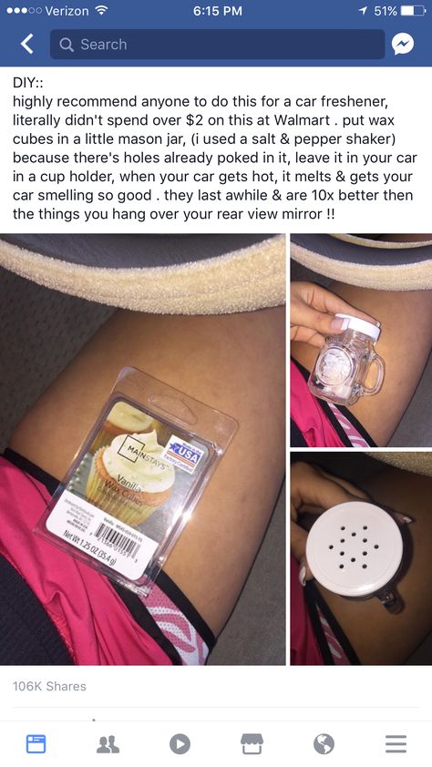 But use scentsy they have so many amazing smells to choose from Car Life Hacks, Best Hacks, Tattoo Trend, Car Hacks, Simple Life Hacks, On The Road Again, Diy Life Hacks, Naha, Car Air Freshener