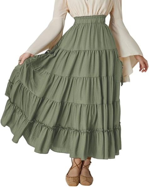 Amazon.com: Renaissance Fairy Skirt for Women Maxi Length Tiered Long Pirate Skirts Red Bean Paste M : Clothing, Shoes & Jewelry Fairy Long Skirt, Red Bean Paste, Fairy Skirt, Desired Reality, Peasant Skirt, Red Bean, Skirt For Women, Bean Paste, Long Skirts