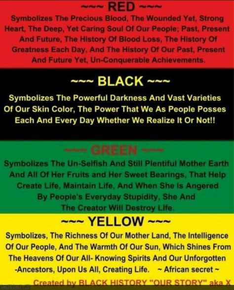 What these colors mean within the African community. African History Truths, African American History Facts, Black Fact, Black Consciousness, African Spirituality, By Any Means Necessary, History Quotes, Black Knowledge, History Education