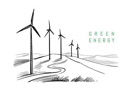 Dibujo de energía eólica sobre fondo bla... | Premium Vector #Freepik #vector #energia-alternativa #energia-limpia #molino-viento #renovables Kinetic Energy, Calendar Design, Green Energy, Invitation Card, Wind Turbine, Premium Vector, Invitation Cards, Cute Art, White Background