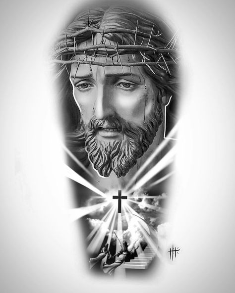 Disponível para tatuar  #blackandgreytattoo #blackandgrey #jesus #jesustattoo #religioustattoo Jesus Face Tattoo Design, Chest Tattoo Quotes, Religous Tattoo, Religious Tattoo Sleeves, Christus Tattoo, Religion Tattoos, Jesus Christ Tattoo, Jesus Tattoo Design, Chicano Tattoos Sleeve