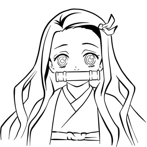 Nezuko Drawing, Pencil Sketches Easy, Small Drawings, Chibi Drawings, Art Life, Outline Drawings, Drawing Easy, Guided Drawing, Guy Drawing