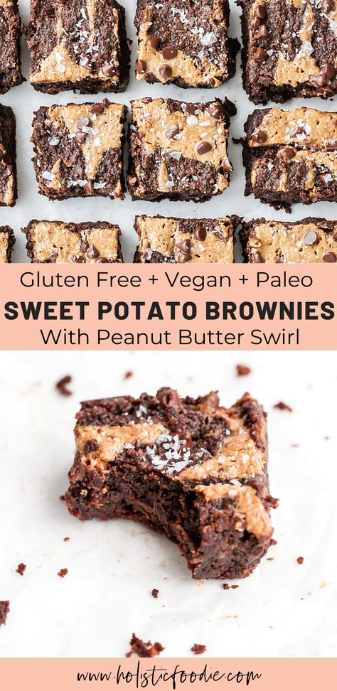 Vegan Sweet Potato Brownies, Sweet Potato Peanut Butter, Sweet Potato Dessert, Potato Brownies, Freeze Sweet Potatoes, Healthy Sweet Potato, Sweet Potato Brownies, Paleo Recipes Dessert, Paleo Food