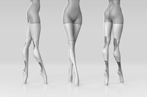 ArtStation - Cyber ballet, Laura Peltomäki Ballet Poses Drawing, How To Do Drawing, Species Ideas, Leg Reference, 3d Pose, Prosthetic Leg, Art College, Ballet Poses, Frutiger Aero