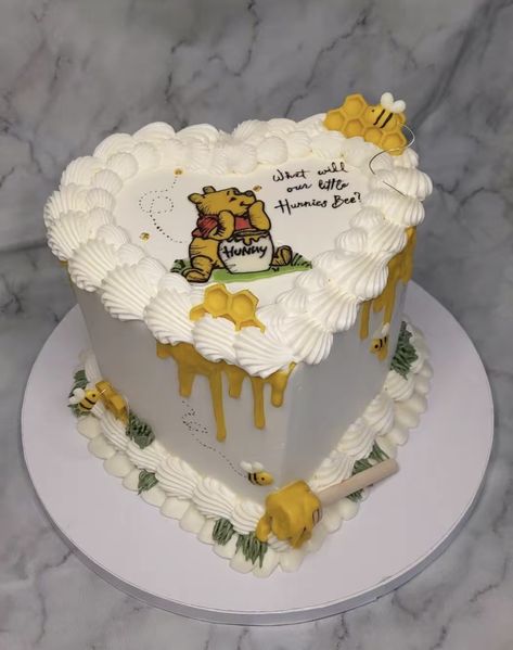 Whinny The Pooh Cakes, Gender Reveal Pooh Bear, Baby Cake Announcement, Gender Real Cakes, Winnie The Pooh Gender Reveal Cake, Winnie The Pooh Sheet Cake, Gender Reveal Ideas Winnie The Pooh, Gender Reveal Winnie The Pooh Theme, Winnie The Pooh Gender Reveal Ideas