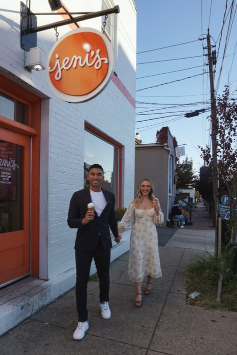 Vintage Ice Cream Shop Photoshoot, Engagement Shoot Ice Cream, Ice Cream Date Photoshoot, Ice Cream Couple Photoshoot, Ice Cream Engagement Photos, Ice Cream Shop Photo Shoot, Ice Cream Photoshoot, Alexandria Photography, Cream Photoshoot