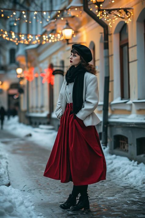 30+ Insanely Cozy Winter Outfits That'll Make You Wish for Snow! German Winter Outfits, Midi Skirt Outfit Winter Boots, German Outfits Women, German Street Style, Midi Skirt Outfit Winter, German Winter, Winter Wonderland Outfit, Beige Midi Skirt, Midi Skirt Winter