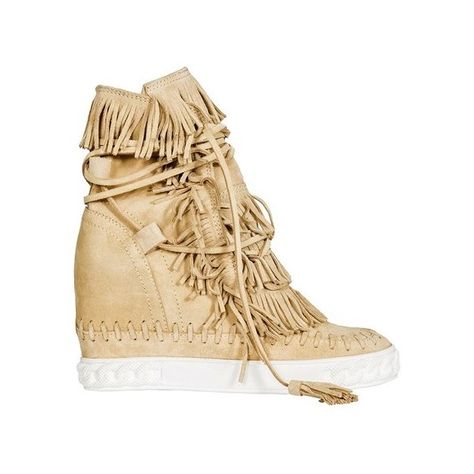 Casadei Suede Fringed Sneakers found on Polyvore featuring polyvore, women's fashion, shoes, sneakers, beige, leather wedge shoes, lace up wedge sneakers, beige sneakers, beige wedge shoes and lace up sneakers Fringe Sneakers, Heel Sneakers, Beige Wedges, Wedge Heel Sneakers, Beige Sneakers, High Heel Sneakers, Lace Up Wedges, Beige Shoes, Lace Up Sneakers