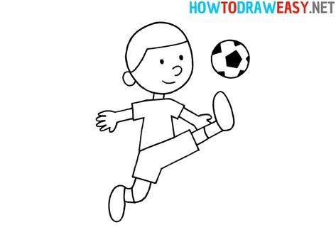 Soccer Player Step by Step Drawing #Soccer #SoccerPlayer #Mundial #WorldCup #Euro #WC #Football #SoccerPlayerDrawing #EasyDrawing #HowtoDrawaSoccerPlayer #Ball #DrawingsforKids #Messi #Ronaldo #Player #CartoonDrawing Football Player Drawing, Elementary Drawing, Soccer Drawing, Football Drawing, Messi Ronaldo, Draw Easy, Drawing Tutorials For Beginners, Black And White Art Drawing, Charcoal Sketch