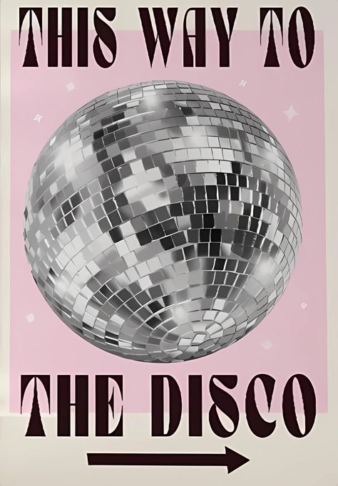 Vintage Disco Poster, Birthday Poster Ideas Aesthetic, Disco Ball Theme, Room Aesthetic Posters, Aesthetic Posters For Bedroom, Disco Event, Disco Ball Poster, Disco Poster, Bedroom Canvas Art