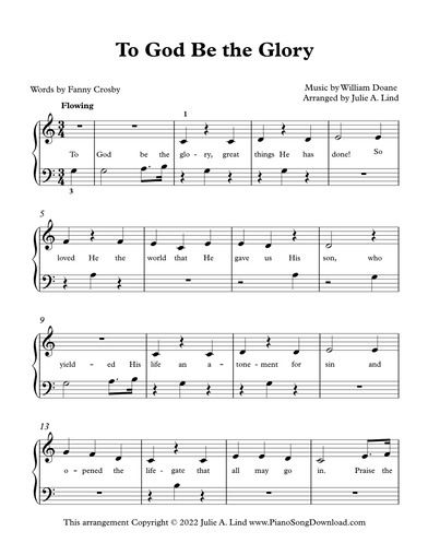 To God Be the Glory Beginning Piano, To God Be The Glory, Music For Toddlers, Free Piano, Easy Piano Sheet Music, Piano Music Notes, Piano Songs, Easy Piano, Piano Lessons