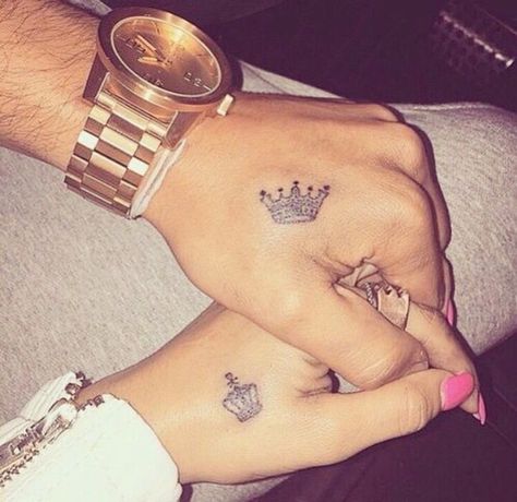 Married Couple Tattoos, Partner Tattoos, Wedding Band Tattoo, Small Couple Tattoos, Couples Tattoo, Couple Matching Tattoo, Cute Couple Tattoos, Relationship Tattoos, Crown Tattoo Design